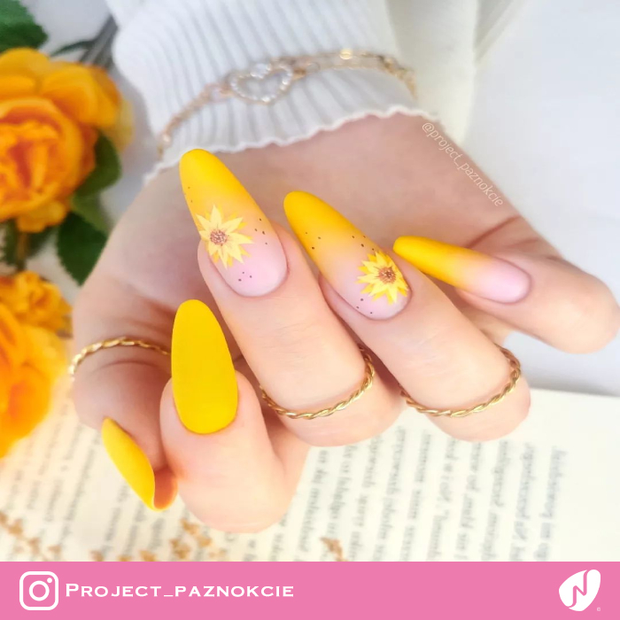 Ombre Sunflower Nails